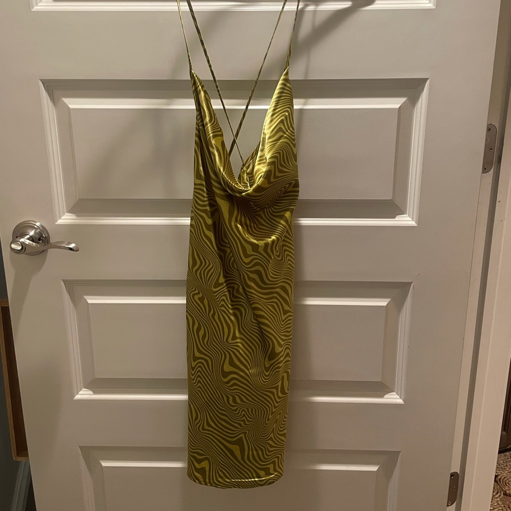 H&M Short Satin Dress with Swirls Size L